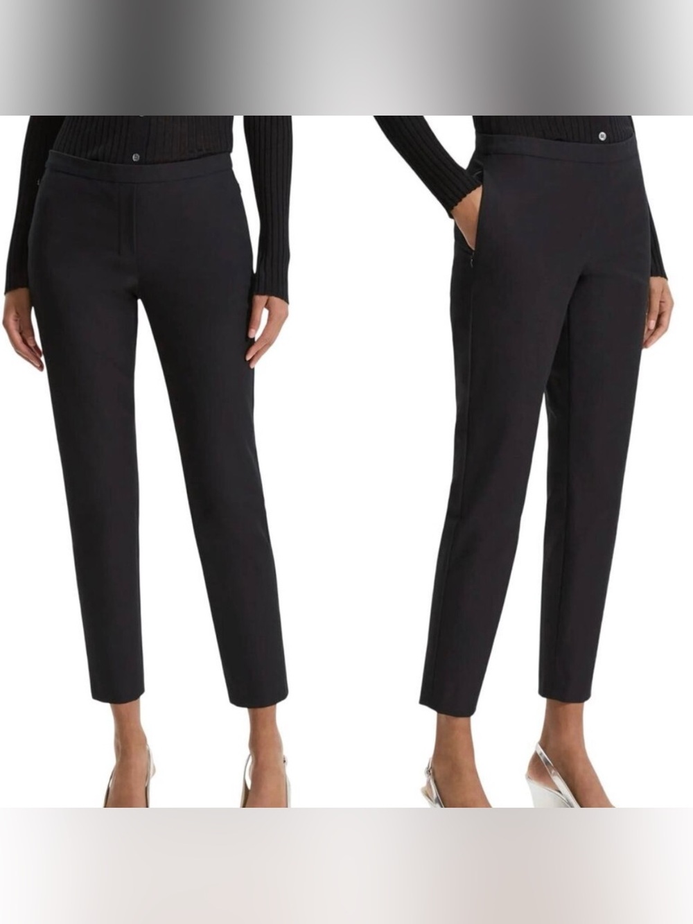 Theory Thaniel Approach Pants Black Cropped Dress Pants Size 8 Women’s